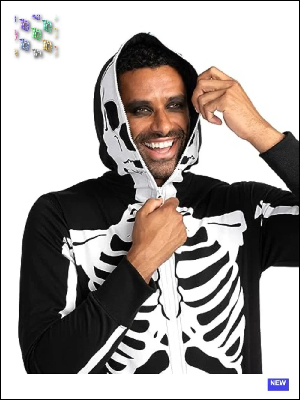 Men's Skeleton Jumpsuit Halloween Costume with Pockets